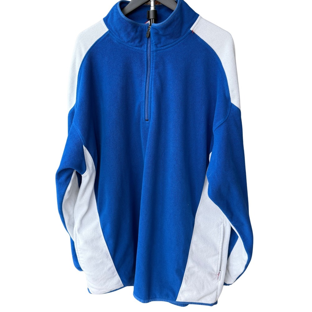 Russell Athletic Y2K Quarter Zip Fleece XXL Blue White Team Issue Pullover